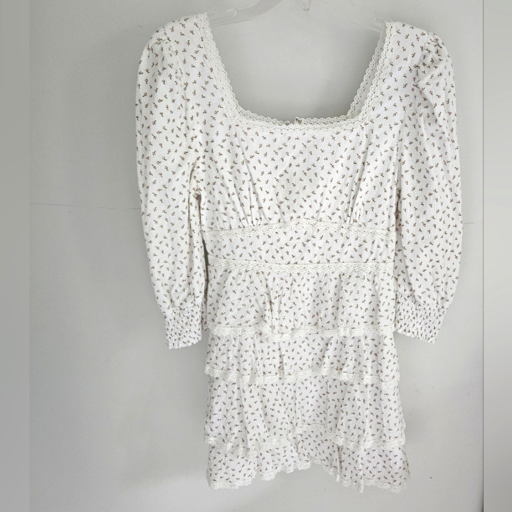 Just Me Babydoll Floral Mini Dress Tiered